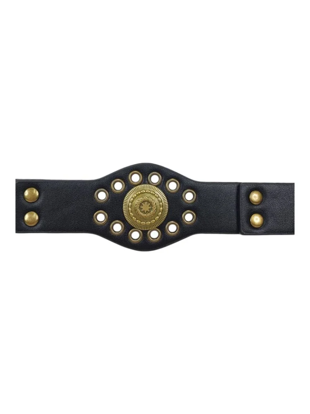 La Valentina Womens Black Belt S/M With Brass Buckle & Eyelets 1 7/8